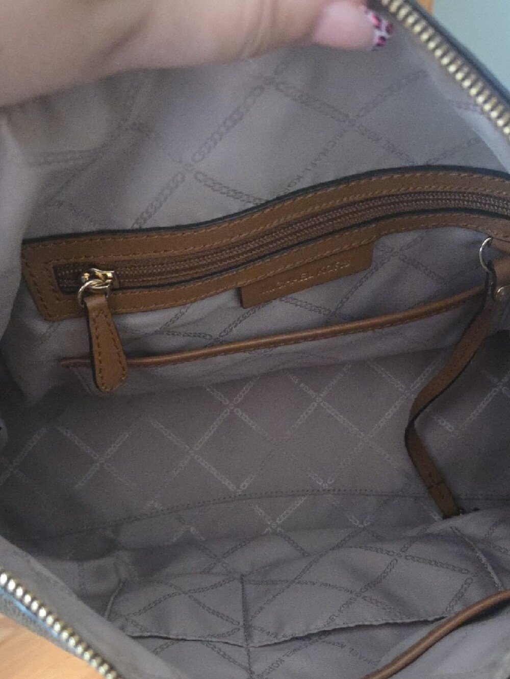 Michael Kors Dark Brown Logo Messenger Bag with Tan Trim - Picture 3 of 9